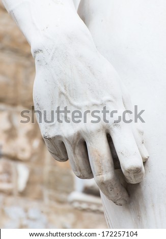 Hand Of David Carved By Michelangelo In Florence, Tuscany. Italy