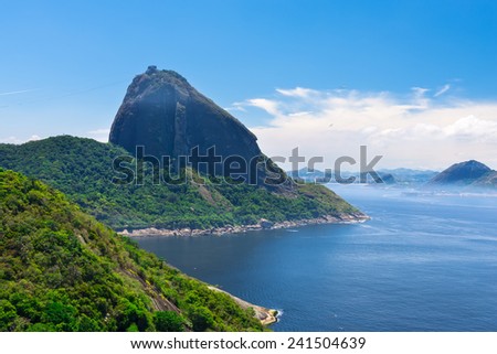 The mountain Sugar Loaf and Guanabara bay in Rio de Janeiro. Brazil