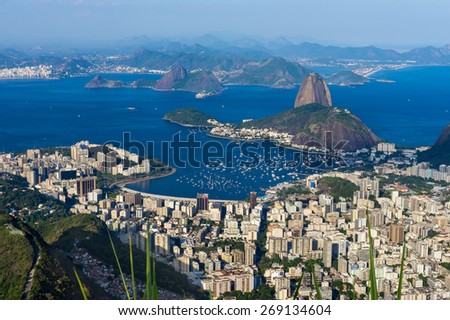 The mountain Sugar Loaf and Botafogo in Rio de Janeiro. Brazil
