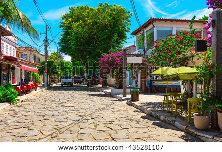 Stone street (Rua das Pedras) in Buzios, Rio de Janeiro. Brazil