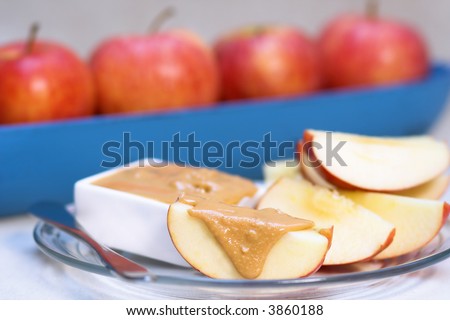 Apples and slices with peanut butter