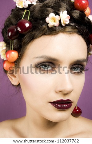 Beauty Woman with cherries