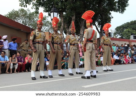The Military Parade at the Border Ceremony of Attari in India, 2013 March 20
