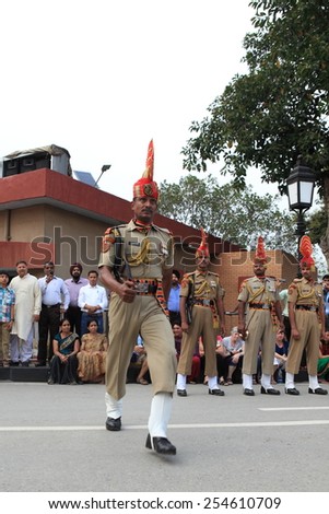 Soldiers at the Military Parade at the Border Ceremony of Attari in India, 2013 March 20