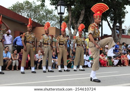 Soldiers at the Military Parade at the Border Ceremony of Attari in India, 2013 March 20