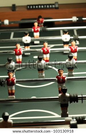 Table football game, Soccer table with red and blue players