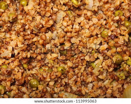 Buckwheat cereal background texture in pan nature foot