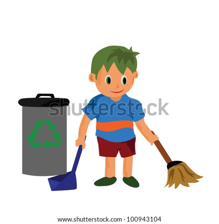 A Boy Cleaning