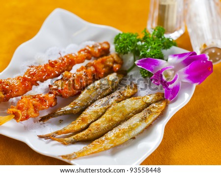 fried meat and fish