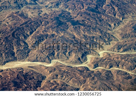Aerial view on a desert landscape in Saudi Arabia
