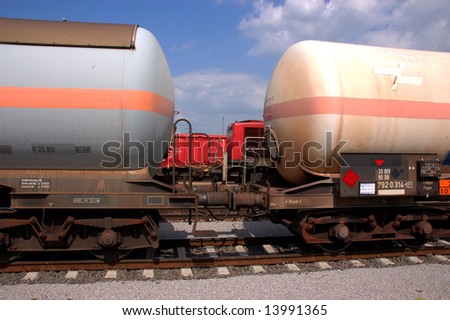 Chemical tank wagon on a railroad track