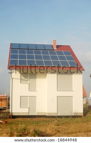 New private house with solar energy panel
