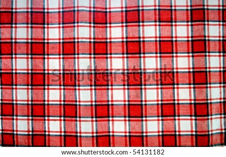 Red and white squared table cloth