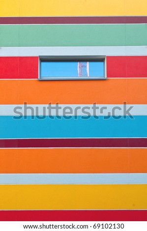 Colorful wall of a new building for a Kindergarten