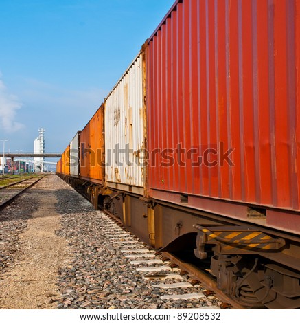 Container train on a railroad