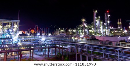 petrochemical plant  at night time