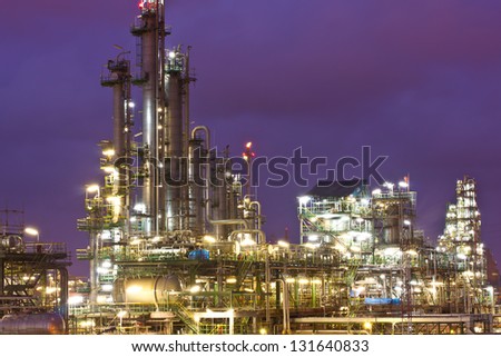 petrochemical plant in night time