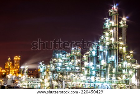 Light of petrochemical plant in night time