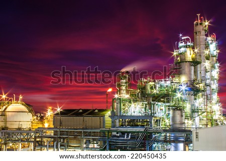 petrochemical plant in sun set