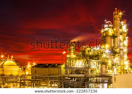 petrochemical plant in sun set