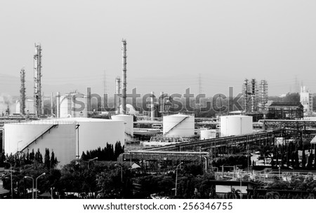 oil storage tank in petrochemical refinery industry plant in petroleum and heavy industrial plant