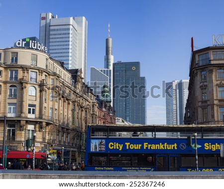 FRANKFURT AM MAIN, GERMANY - FEBRUARY 5, 2015: Frankfurt am Main - the fifth largest city in Germany. Photo taken on february 5, 2015 from the main city train station of Frankfurt.