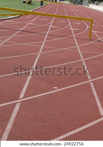 Lanes and hurdles on a track field