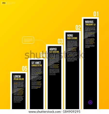Vector chart template on bright yellow background in modern corporate style. EPS10