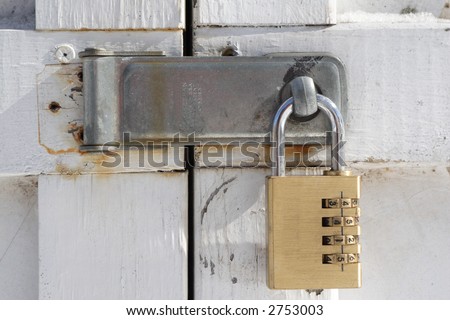 Shed Doors locked with a combination pad lock