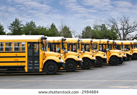 line of yellow school buses