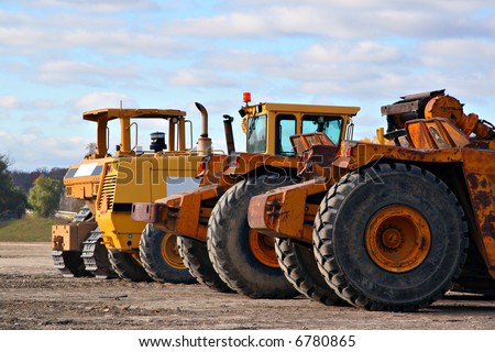 earth moving equipments in construction site