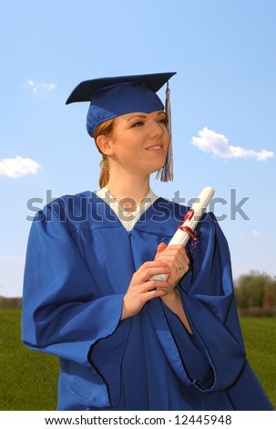 Young Female College Student Holding Graduation Certificate