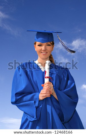 Young Female College Student Holding Graduation Certificate