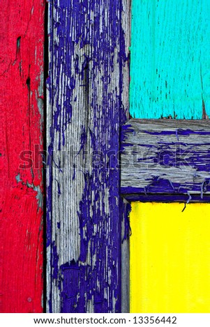 Grunge Paint on Wooden Door Closeup