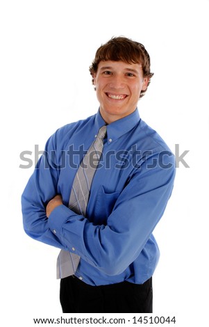 Young Businessman Smiling on Isolated on White Background