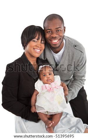 stock photo : Portrait of Happy Smiling African American Family Isolated on White Background