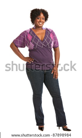 Beautiful African American Plus Size Female Fashion Model Portrait in