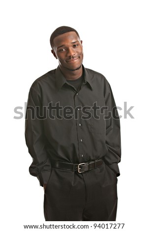 Young Black Business Man Portrait, Smiling Isolated on White Background