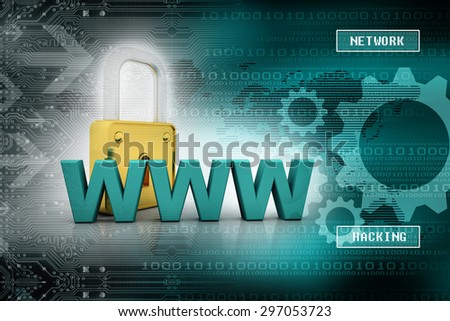 3d render of protected internet browser. Concept of safe and secure internet surfing