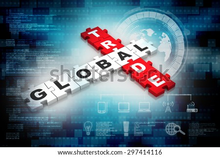 3d render of 'global trade' crossword