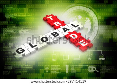 3d render of 'global trade' crossword