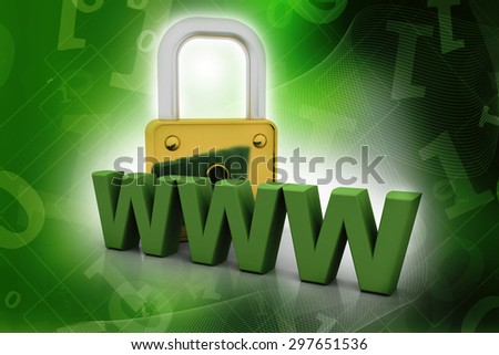 3d render of protected internet browser. Concept of safe and secure internet surfing
