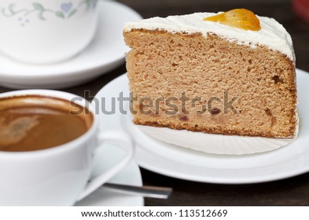Espresso coffee with cake