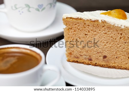 Espresso coffee with cake
