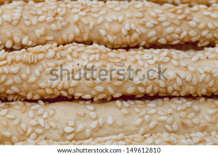 Baking bread with sesame stick