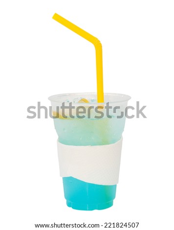 Blue italian soda in plastic cup