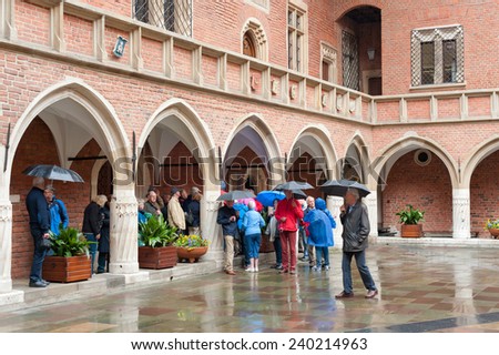 KRAKOW, POLAND - JUNE 03, 2014: Courtyard of the Collegium Maius, the oldest university building in Poland