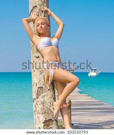 On a Tropical Resort Posing like Goddess