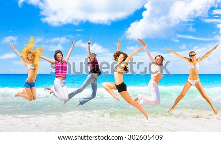 Jumping Wild Active Girls