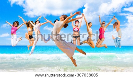 Active Girls On a Beach
